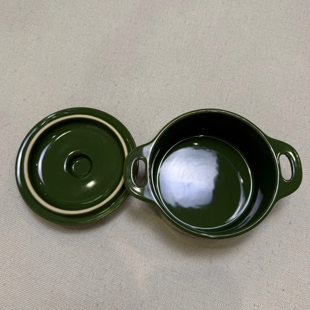 Brocc Your Body Mini Round Ceramic Cocotte Dish with Lid Green